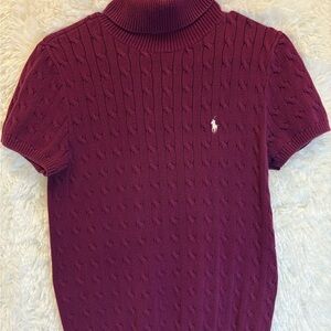 Ralph Lauren Sport Maroon Cable Knit Turtleneck Sweater | Short Sleeve | XL 🩷✨